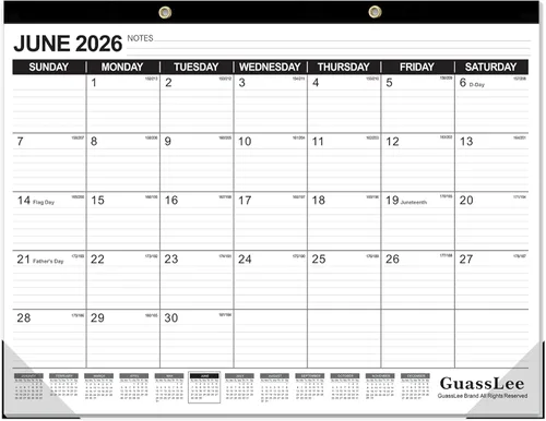 Miniatura 12 de GuassLee Calendario de escritorio 2026-2027 – Calendario de escritorio de 17 x 11.5 pulgadas, 18 meses, desde enero de 2026 hasta junio de 2027