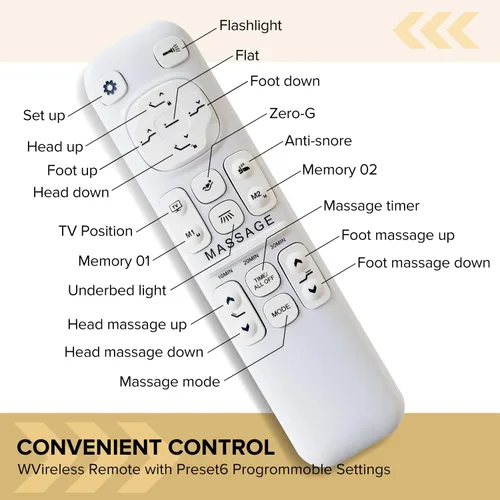 Miniatura 8 de Base de cama ajustable Queen – Base eléctrica ajustable con control remoto inalámbrico, gravedad cero y masaje, carga USB y almacenamiento debajo