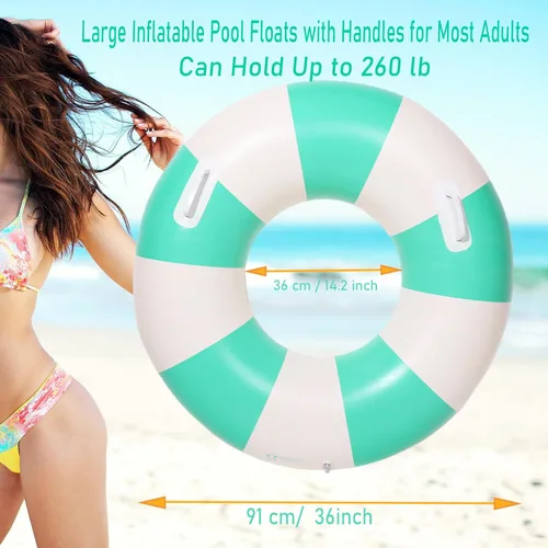 Miniatura 2 de Flotadores inflables de piscina para adultos, flotadores inflables para anillo de natación para adultos, balsa de piscina inflable para verano, Verde