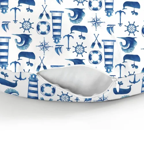 Miniatura 8 de Fundas de almohada náuticas de lactancia para bebés náuticos de color blanco marino para niño y niña, brújula, anclajes de ballena, almohada de Azul