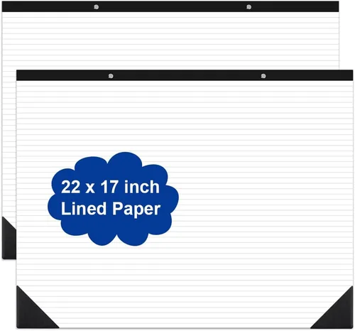 Miniatura 8 de Yaridar Bloc de papel rayado grande - Bloc de notas a rayas de 22 x 17 pulgadas, 50 hojas/100 páginas, bloc de notas de papel blanco de 3.53 oz/m²