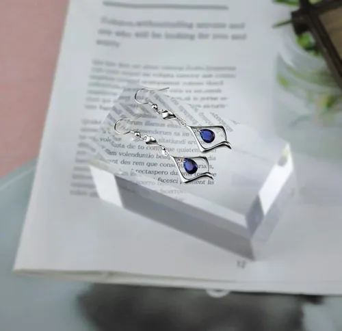 Miniatura 5 de Pendientes colgantes de plata de ley 925 con placa de oro de piedras preciosas para mujer Latón Metal Base Latón cristal