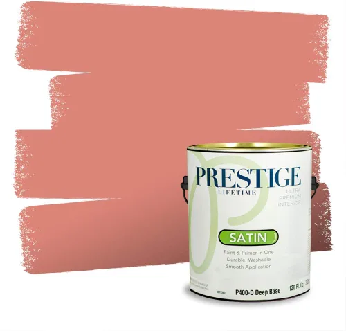 Miniatura 583 de Prestige Paints Pintura exterior e imprimación en uno, 1 galón, plano, coincidencia comparable de Valspar* Amber Rose*