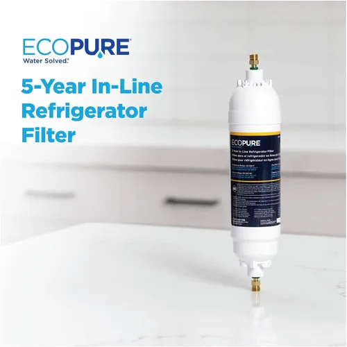 Miniatura 2 de EcoPure EPINL30 - Filtro de agua para refrigerador en línea de 5 años, ajuste universal para la mayoría de refrigeradores, máquinas de hielo