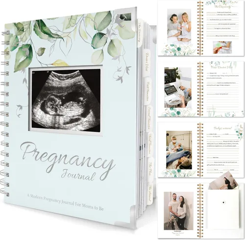 Miniatura 10 de Diario de embarazo para regalos de madres primerizas - Libro de recuerdos de embarazo de tapa dura de 90 páginas, hermoso y lindo recuerdo de libro