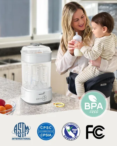 Miniatura 8 de GROWNSY Esterilizador y secadora de biberones, esterilizador eléctrico compacto para biberones (Esterilizador de Biberones), desinfectante de Gris