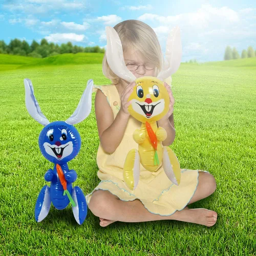 Miniatura 7 de ArtCreativity Conejito de Pascua inflable de 23 pulgadas con inflables de zanahoria, juego de 4 conejitos inflables, suministros de búsqueda