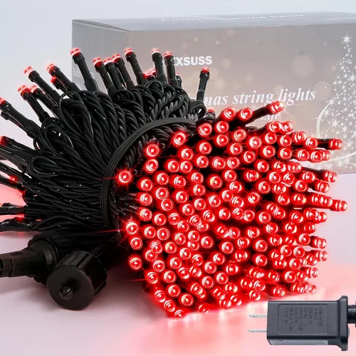 Miniatura 24 de JMEXSUSS 250 luces LED rojas, blancas y azules para decoraciones del 4 de julio, luces patrióticas conectables de 91.5 pies para exteriores