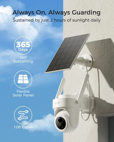 Miniatura 5 de MUBILIFE Cámaras de seguridad 4K inalámbricas para exteriores, sin suscripción, cámaras alimentadas por energía solar de 8MP para seguridad