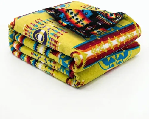Miniatura 22 de Manta de forro polar Sacred Thread estilo azteca, reversible, manta nativa americana, manta para arreglar estilo occidental, nativa americana