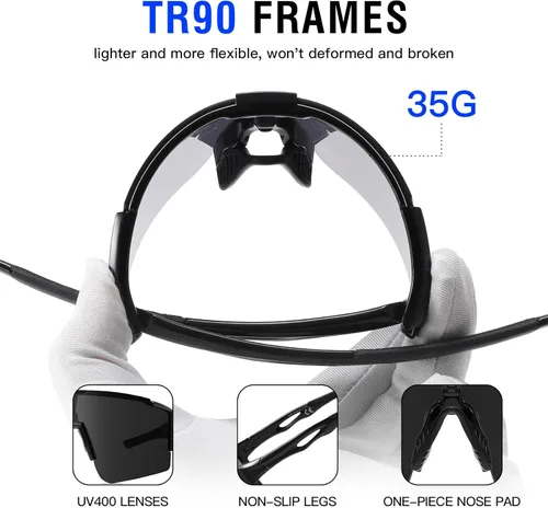 Miniatura 4 de DUCO Gafas de sol deportivas para hombre, gafas de sol de ciclismo, gafas de sol de béisbol juveniles, ligeras, TR90, gafas de marco DC0032