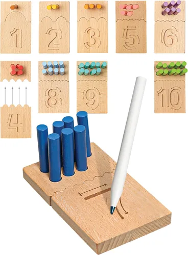 Bimi Boo Tableros de clavijas de conteo y seguimiento de números para niños, juego de juguetes de matemáticas aritméticas montessori de madera para