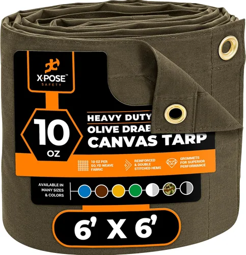 Miniatura 67 de Xpose Safety Lona de Lona - Lonas de Lona Verde de 10oz Resistentes al Agua con Ojales de Latón - Lona Multiusos para Exteriores para Campamento