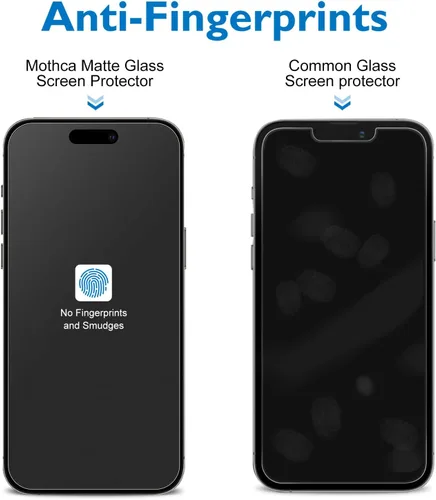 Miniatura 3 de Mothca Paquete de 2 Protectores de Pantalla de Vidrio Mate para iPhone 15 Pro Max [6.7 pulgadas] + Paquete de 2 Protectores de Lente de Cámara