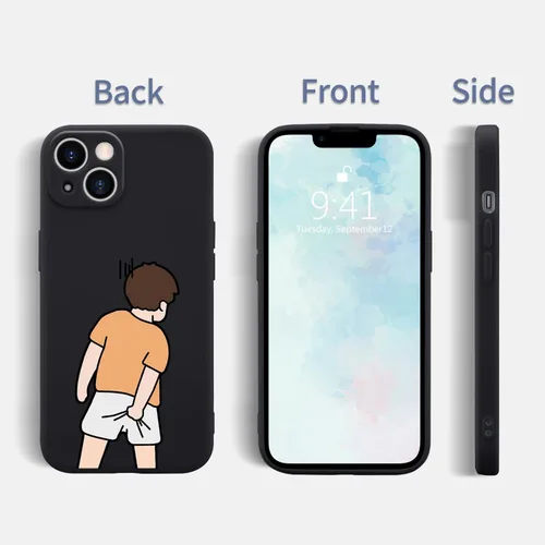 Miniatura 2 de Funda Graciosa de Chico para iPhone 11, Funda Líquida de Silicona de Gel Suave de Caucho Mate con Forro de Microfibra, Funda Protectora Divertida