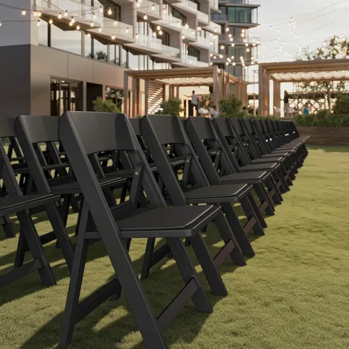 Miniatura 6 de Flash Furniture Hercules Tucker - Silla plegable de resina negra comercial, ligera, asiento extraíble acolchado de vinilo, para uso en interiores