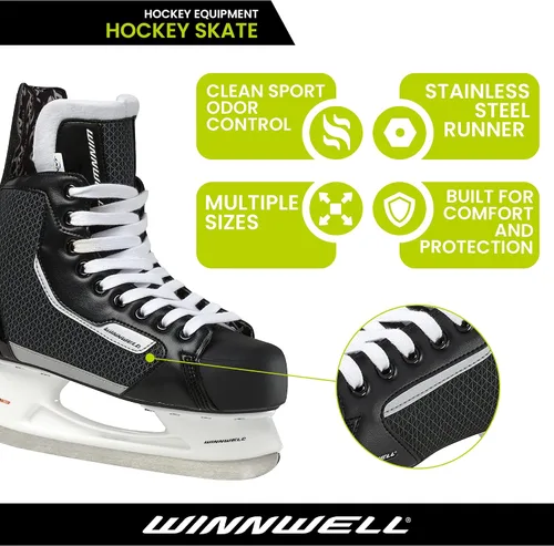 Miniatura 2 de Winnwell Patines de hockey sobre hielo AMP300 Tallas de patinaje para personas mayores, jóvenes, jóvenes Chicos, niñas, jóvenes, hombres