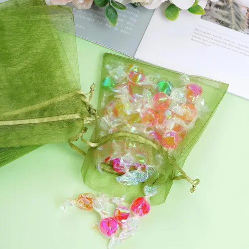 Miniatura 4 de Bskifnn 100 bolsas de organza de satén con cordón, bolsa de organza para el día de la madre, día de San Valentín, Halloween, bolsas de dulces, boda