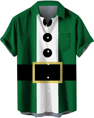 Camisa de Navidad Hombre Tops Cuello Redondo Manga Corta Camiseta Blusa vacaciones cómoda ropa Calle túnica Camisas