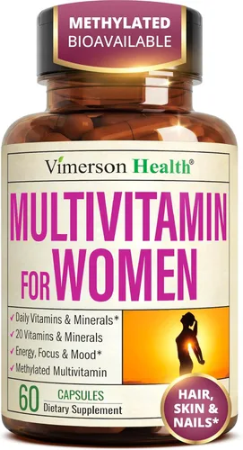 Suplemento multivitamínico para mujer: vitaminas y minerales diarios con ácido fólico, cromo, magnesio, biotina, zinc, calcio y más. Incluye mezcla