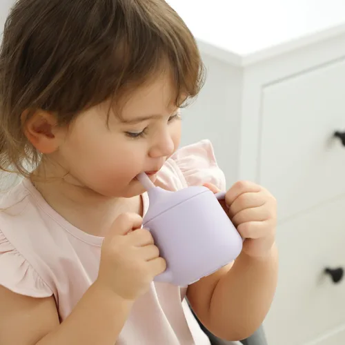 Miniatura 4 de Moonkie Vasos de silicona para bebés Taza de entrenamiento de 3 etapas para bebés y niños pequeños 4 onzas 1 paquete Rubor