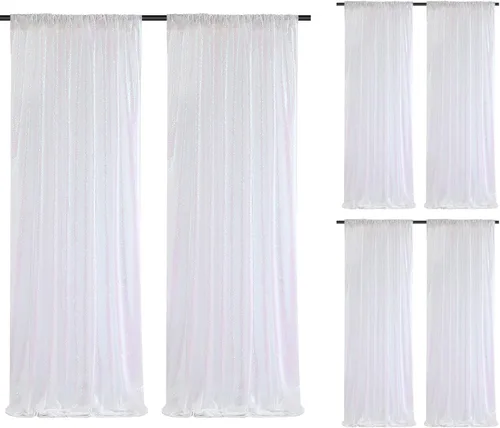 Miniatura 40 de Cortinas de fondo de lentejuelas rosas de 2 piezas, 2 pies x 8 pies, fondo de fotografía, cortina para fiestas con purpurina, fondo de boda, tela