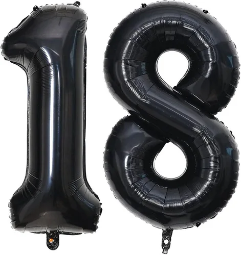 Miniatura 25 de Globos de 40 pulgadas negros con número 0 de helio, globos negros gigantes con número 0 para decoraciones de fiesta de cumpleaños, aniversario, baby