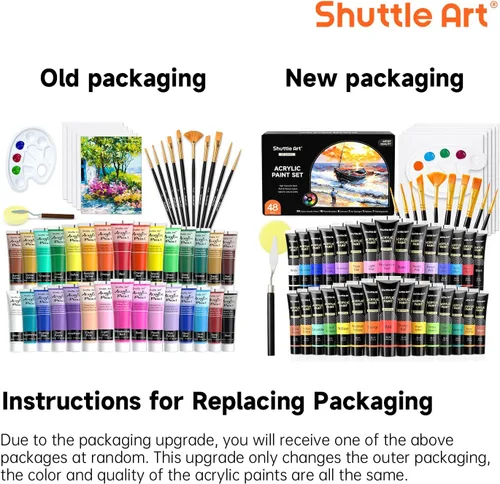 Miniatura 7 de Shuttle Art Juego de 48 pinturas acrílicas, 30 colores de pintura acrílica (36ml) con 10 pinceles, 5 lienzos, 1 cuchillo de pintura, 1 paleta, 1