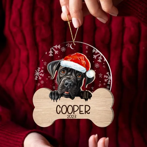 Miniatura 41 de Nazenti American Pit Bull Terrier Adorno de Navidad, adorno de perro fotográfico, adorno de perro personalizado, adornos de fotos de madera