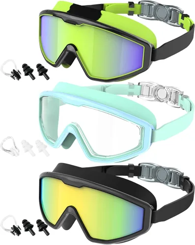 Miniatura 9 de Kids Swim Goggles, 3 Pack Swimming Goggles for Kids 4-16, Anti-Fog UV Protection Pool Glasses for Boys Girls Rosa Azul/Blanco Rosa/Púrpura
