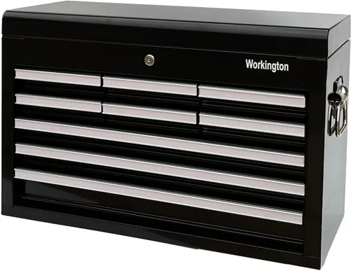 Miniatura 8 de Workington Caja de herramientas de metal portátil industrial profesional con 9 cajones, armario de herramientas de 26 pulgadas con 9 cajones