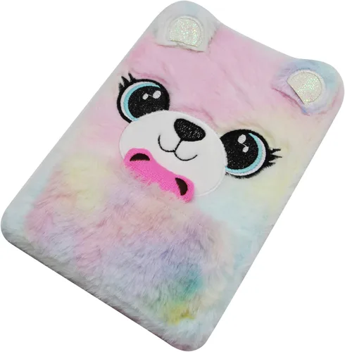 Miniatura 2 de JUMISEE Lindo cuaderno de felpa de alpaca colorido y mullido diario de escritura para niños y niñas, papel rayado de 160 páginas