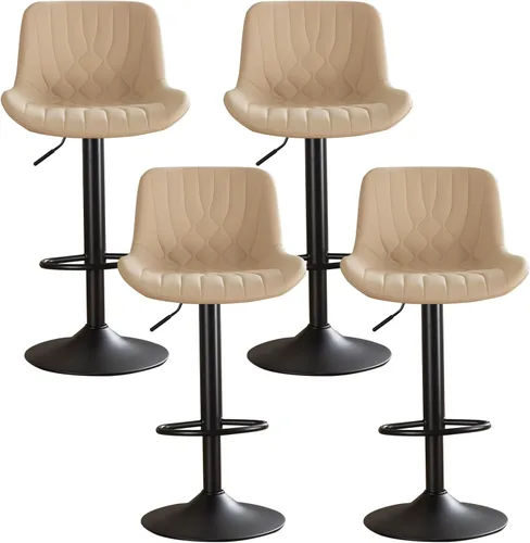 Miniatura 13 de Juego de 2 taburetes de bar modernos y giratorios ajustables con respaldo, asientos acolchados de piel sintética, sillas de isla de cocina para Gris