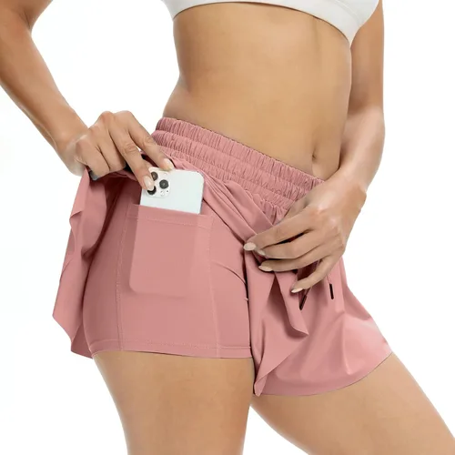 Miniatura 115 de Blaosn Pantalones cortos atléticos fluidos para mujer, gimnasio, yoga, entrenamiento, correr, pantalones cortos de tenis, falda falda linda, ropa