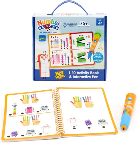 Educational Insights Hot Dots Numberblocks - Libro de trabajo números del 1 al 10 con bolígrafo interactivo, más de 75 actividades, regalo para