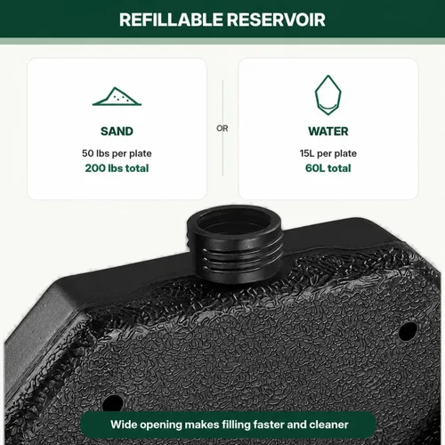 Miniatura 4 de Yaheetech 4 piezas de 200 libras voladizas con base de paraguas de agua o arena, soporte de mercado para patio con bloqueo en U con forma cuadrada