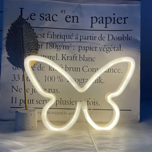 Miniatura 3 de ENUOLI - Luces decorativas LED de neón en forma de mariposa, letrero de neón con forma de mariposa, decoración de luz de neón, funciona