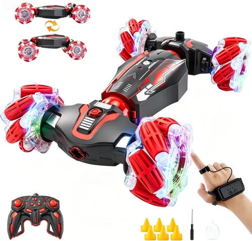 Miniatura 9 de 4WD Coche de Control Remoto con Sensor de Gesto, Giro de 360° de Doble Cara, con Luces y Música, Coche RC de Acrobacias con Giros para Niños de 6 a