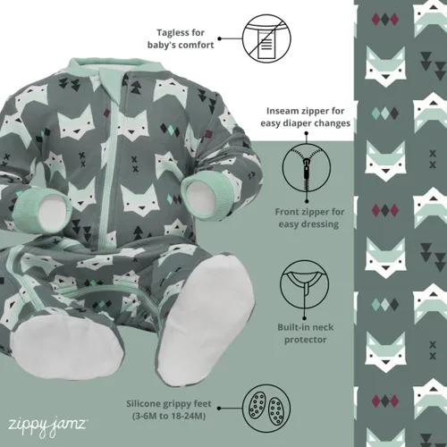 Miniatura 49 de ZippyJamz - Pijama orgánica para bebé con pies y cremallera para cambiar pañales fácil y rápido