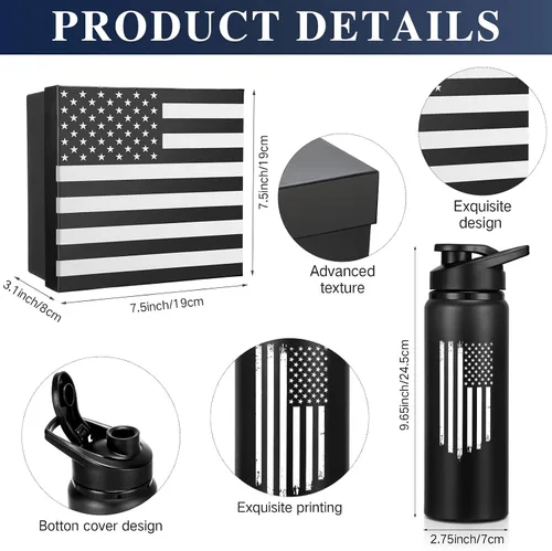Miniatura 2 de Set de regalos de bandera americana Sieral para hombres incluye vaso, gorra de béisbol, calcetines, llavero con caja de regalo para veteranos