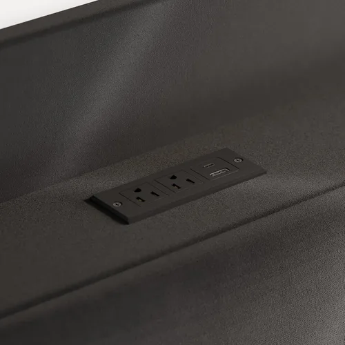 Miniatura 9 de Allewie Base de cama tapizada Velvet Queen con cabecera de almacenamiento con respaldo alado y estación de carga, cama de plataforma con diseño Negro