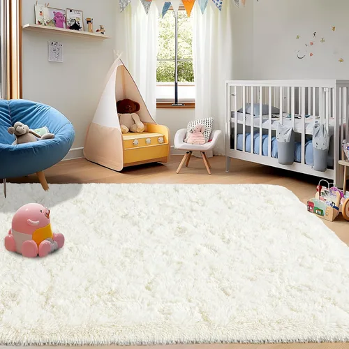 Miniatura 195 de Alfombras de área de 8x10 para sala de estar, alfombra shaggy grande ultra suave y esponjosa para dormitorio, alfombras de felpa mullida Blanco crema