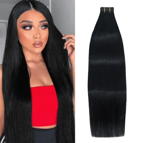 Miniatura 17 de WindTouch Extensiones de cabello humano con cinta adhesiva, color rojo, 20 unidades, 14 pulgadas, #rojo, 1.06 oz