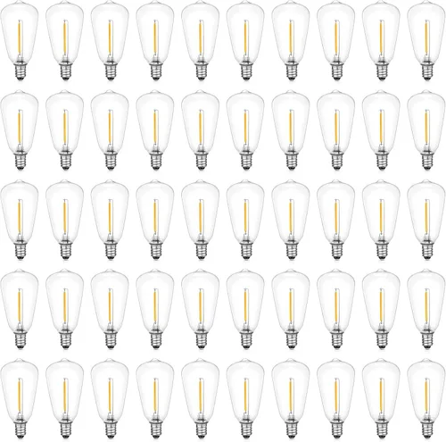 Miniatura 8 de Bombillas LED de repuesto con base E12/C7 para luces de cuerda ST38 para exteriores - No solar, bombilla LED vintage de 1 W inastillable, blanco