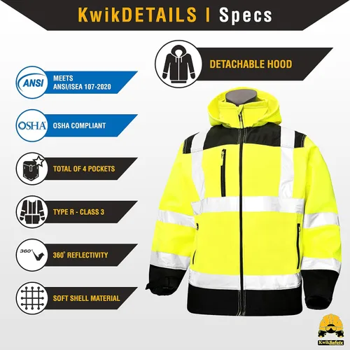 Miniatura 5 de KwikSafety - Charlotte, NC - Chaqueta de seguridad Softshell AGENT & GALAXY [Diseño Base y Edición Limitada] Clase 3 ANSI Testada OSHA Agente