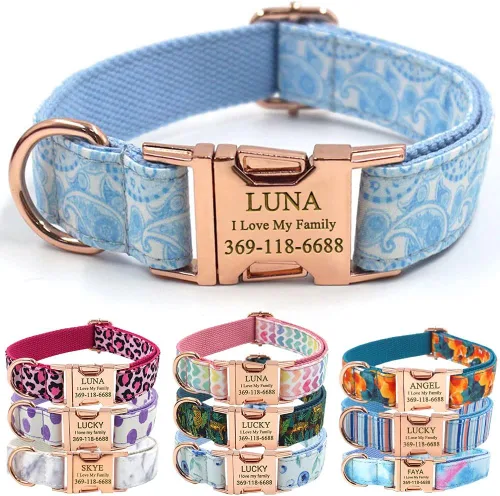 Miniatura 28 de PETDURO Collar Personalizado para Perro A cuadros Negro Blanco con Nombre y Teléfono Grabados en Hebilla de Metal Plateado para Perros Grandes