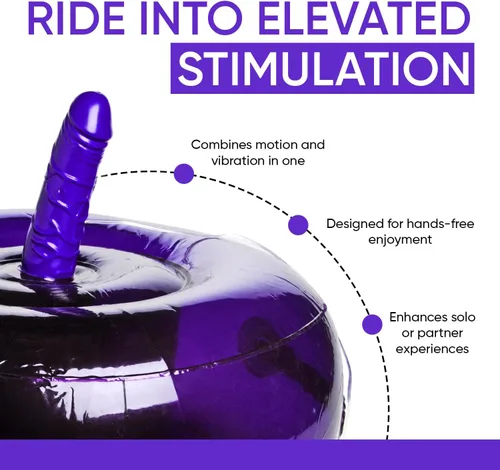 Miniatura 2 de Lynx Asiento de montar inflable consolador vibrador púrpura, asiento vibratorio inflable con vibración de velocidad multi y control remoto