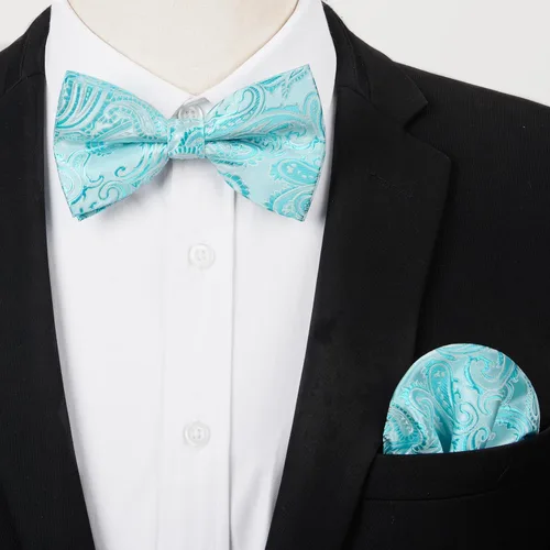 Miniatura 2 de HISDERN Pajaritas para hombre pre-atadas Paisley pajaritas de bolsillo cuadrado conjunto de pajarita para hombre fiesta de boda