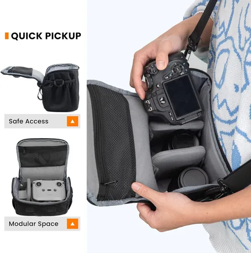 Miniatura 3 de TARION TSB-S - Bolsa de mensajero compacta para cámara – Funda cruzada DSLR pequeña de 4L con correas de trípode, impermeable para fotografía