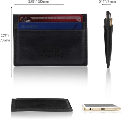 Miniatura 3 de Cartera de piel auténtica para tarjetero, tarjetas bancarias, dinero, licencia de conducir, bloqueo RFID, unisex
